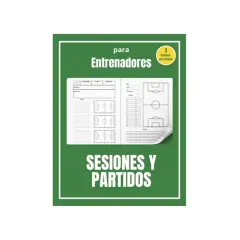 Plantillas entrenamiento futbol para entrenadores. Cuaderno con campos de fútbol y espacio para notas de sesiones y partidos.