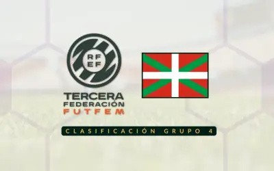 Clasificación Grupo 4 de la Tercera Federación FutFem. Logo RFEF y bandera del País Vasco.