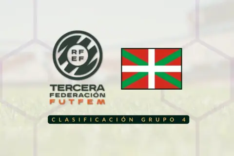 Clasificación Grupo 4 de la Tercera Federación FutFem. Logo RFEF y bandera del País Vasco.