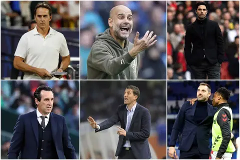 Seis entrenadores españoles en la Premier League: Lopetegui, Guardiola, Arteta, Emery, De Zerbi y un jugador.