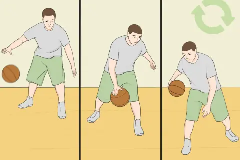 Un jugador practica el rebote baloncesto, mostrando diferentes etapas del dribbling.
