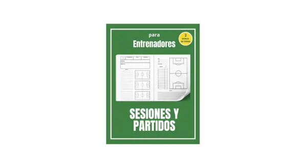 Plantillas entrenamiento futbol para entrenadores. Cuaderno con campos de fútbol y espacio para notas de sesiones y partidos.