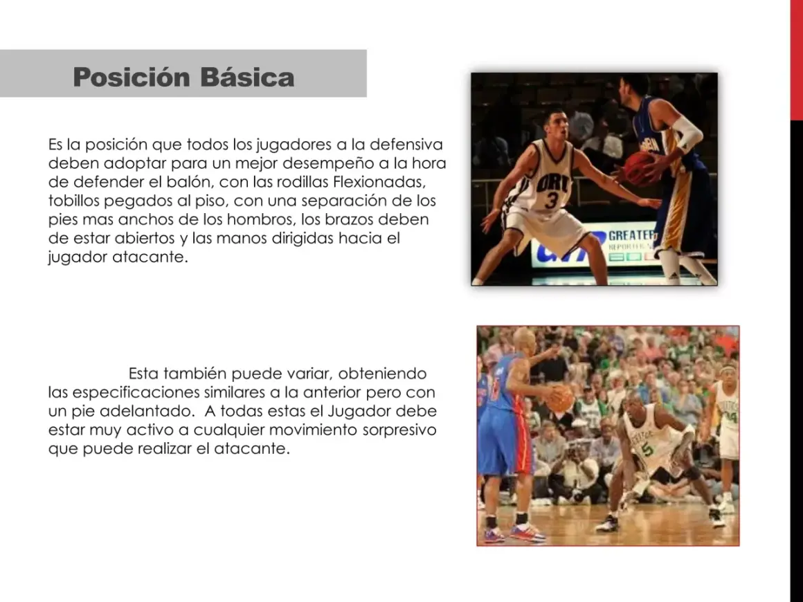 Jugadores de baloncesto en posición defensiva, listos para el picanrol.