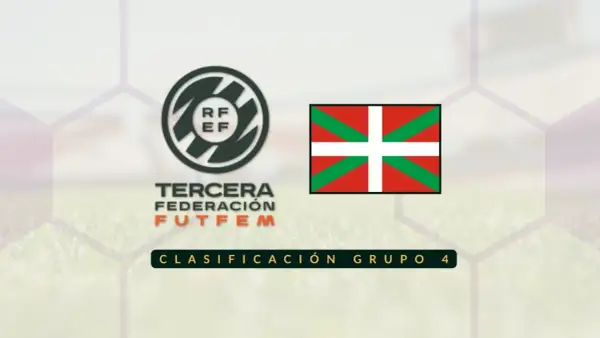 Clasificación Grupo 4 de la Tercera Federación FutFem. Logo RFEF y bandera del País Vasco.
